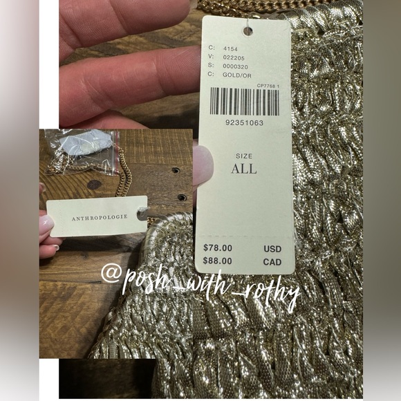Anthropologie Metallic Crochet Clutch, NWT - Picture 6 of 8